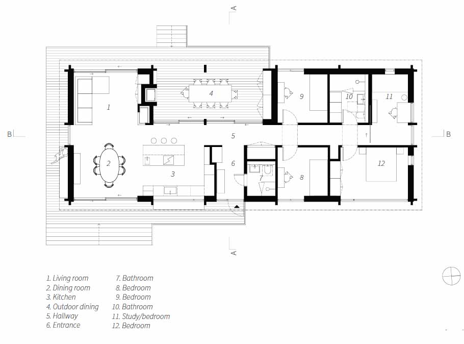 Architectural drawings of a modern summer home.