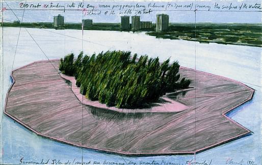 Christo, Surrounded Islands (Project for Biscayne Bay, Greater Miami, Florida) , 1982 Copyright: 2024 Christo and Jeanne -Claude FoundationCollection NSU Art Museum Fort Lauderdale: Gift of the Christo and Jeanne-Claude Foundation