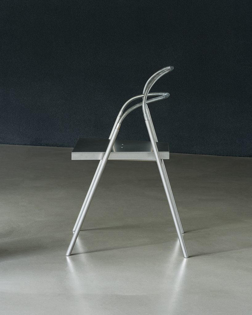 woojin park reimagines gooseneck tubing for a chair that flexes and shifts with your body