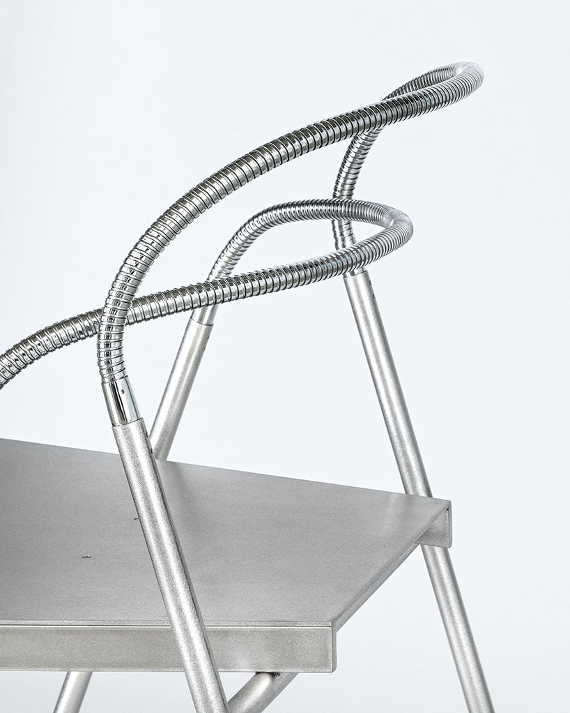 woojin park reimagines gooseneck tubing for a chair that flexes and shifts with your body